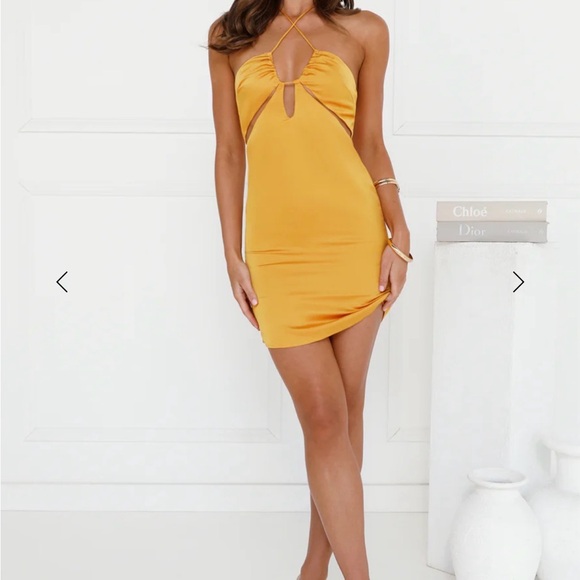 Orange Satin Mini Dress - Hello Molly NWT - Picture 5 of 8